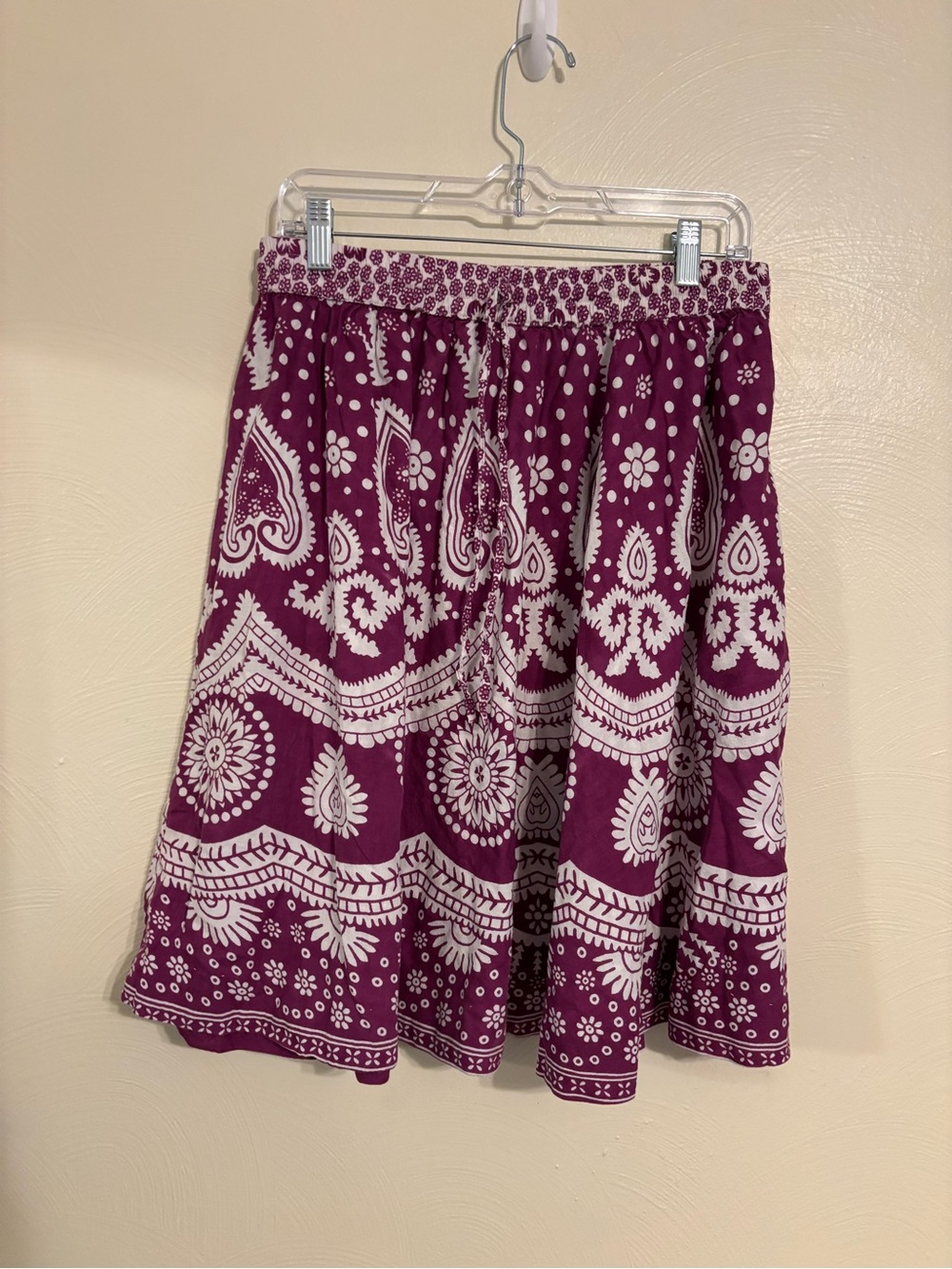 Collections Etc Medium Purple Paisley 100% Cotton Pull On Boho Skirt